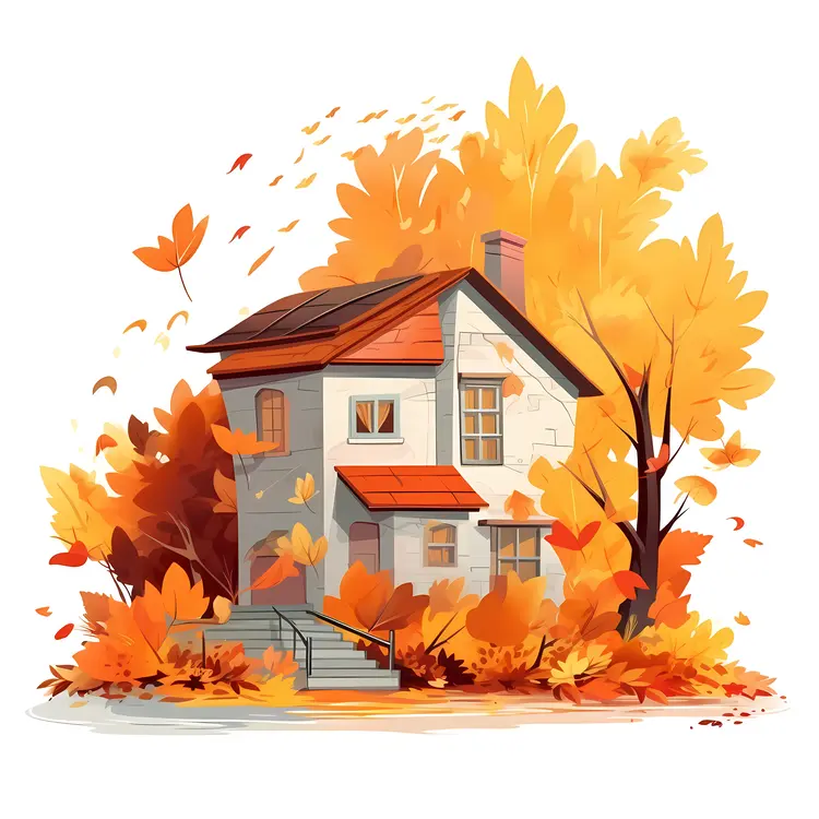Small Cute Doodle House in Autumn