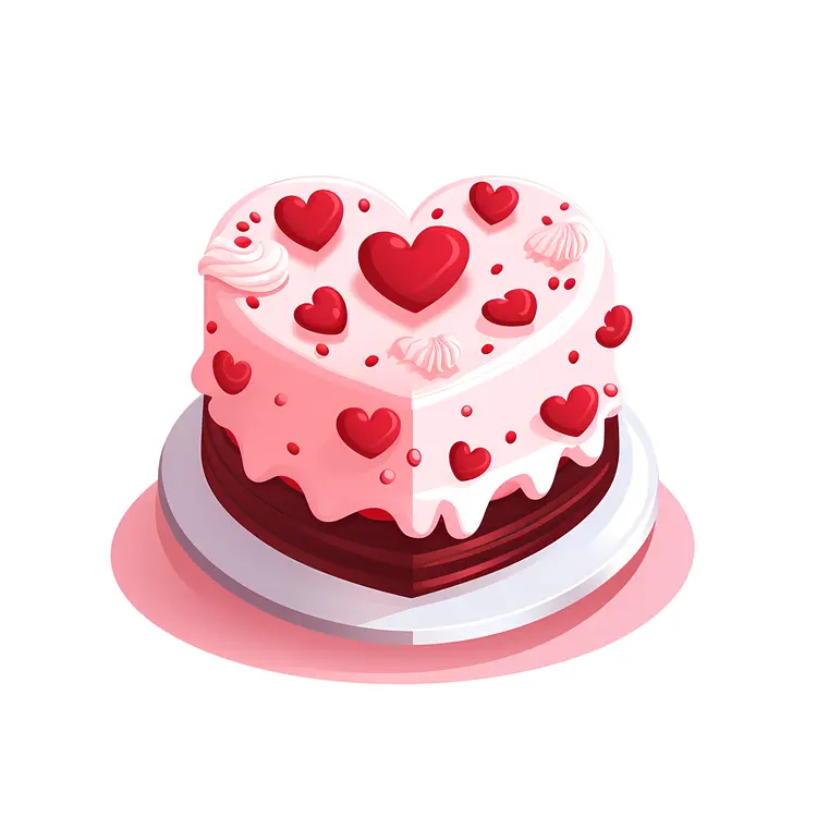 Heart Cake with Red Hearts