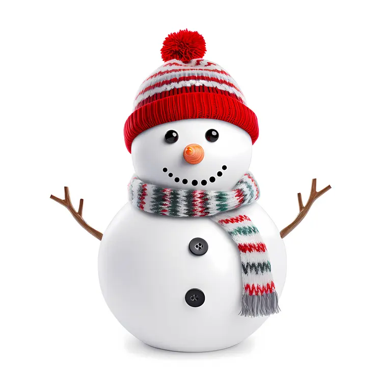 Snowman with Red Beanie and Scarf