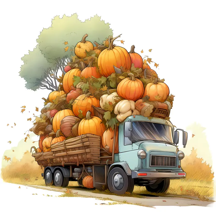 Truck with Pumpkins for Thanksgiving Harvest