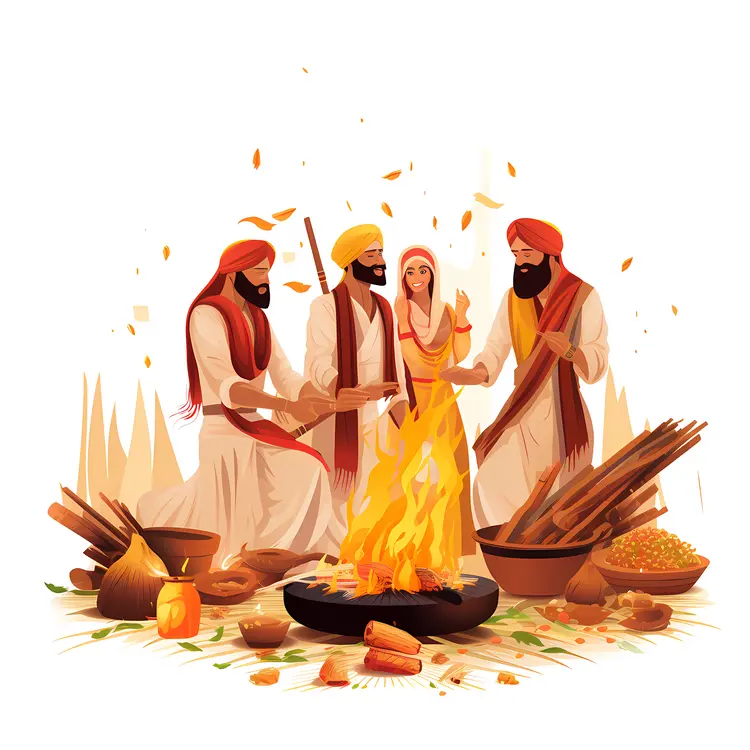 Traditional Bonfire Celebration with People