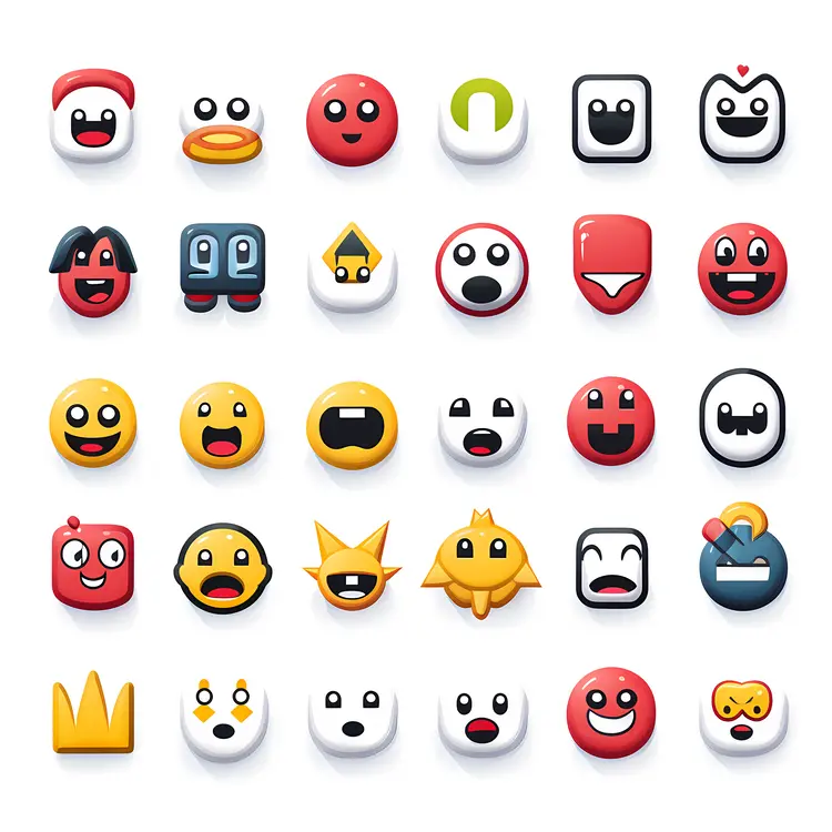 Cute Emoji Faces in Various Expressions