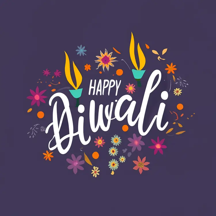 Happy Diwali with Colorful Diyas