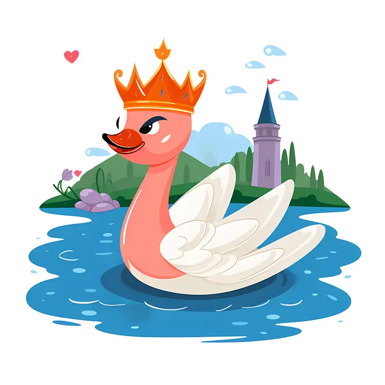 Royal Swan in a Fairy Tale Lake