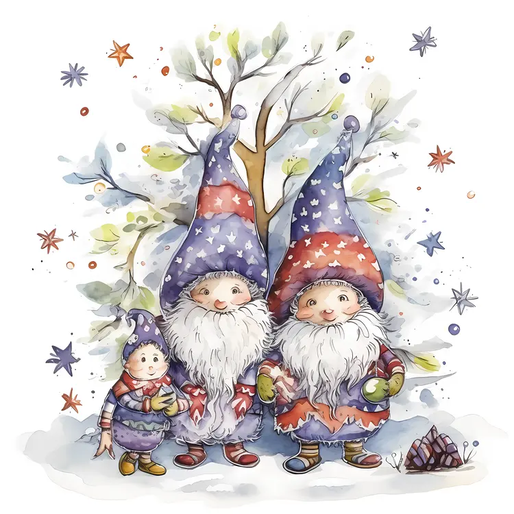 Three Gnomes with a Child