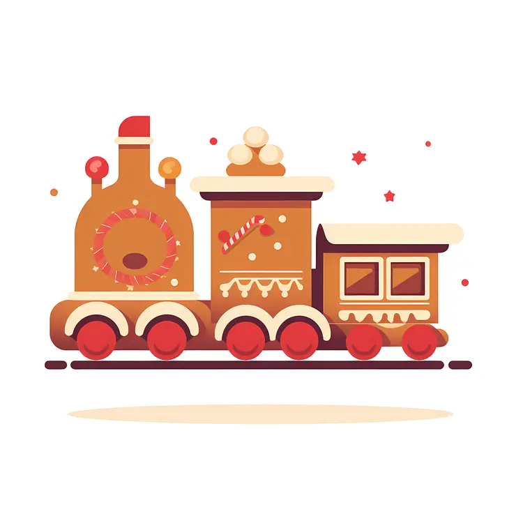 Simple Gingerbread Train with Red Wheels