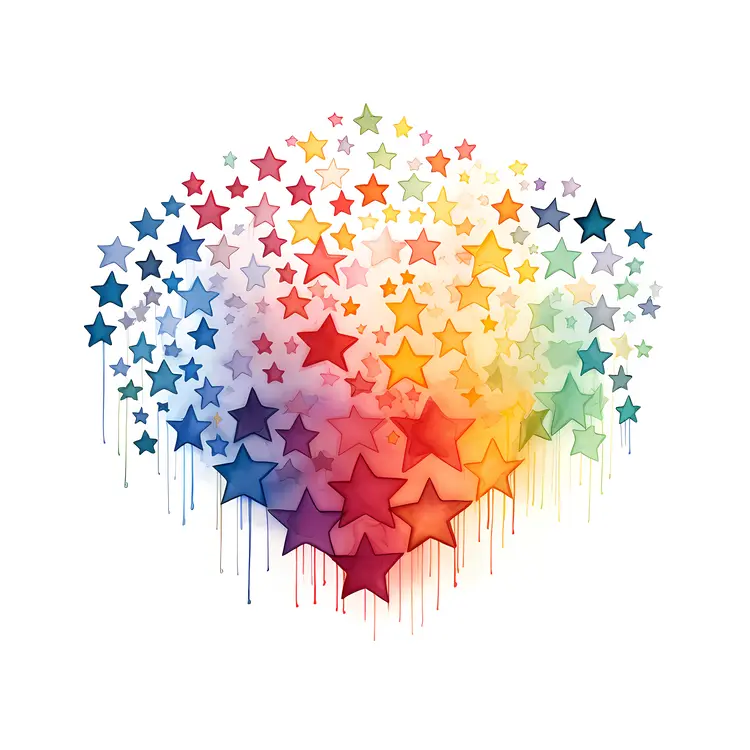 Colorful Dripping Stars Abstract Art
