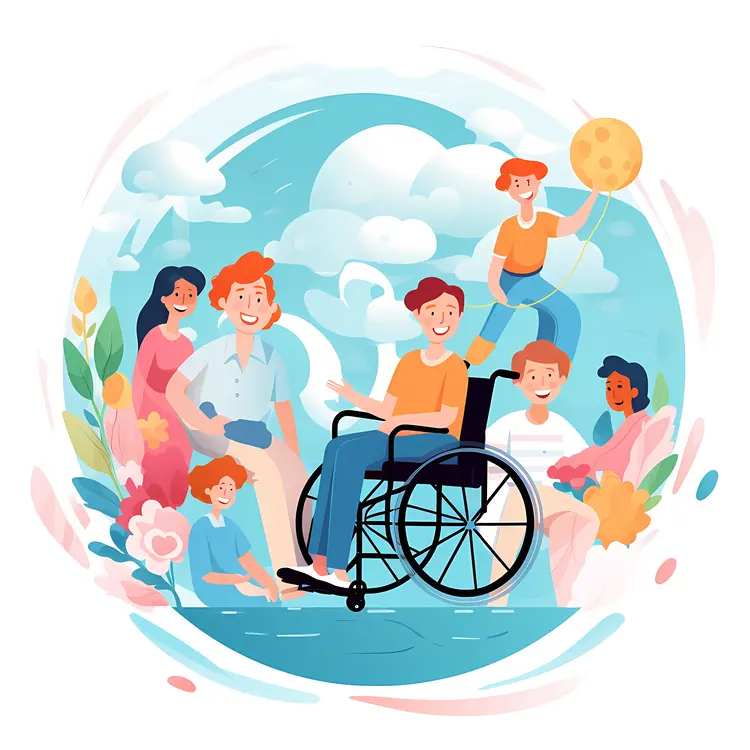 Happy Family with a Member in a Wheelchair