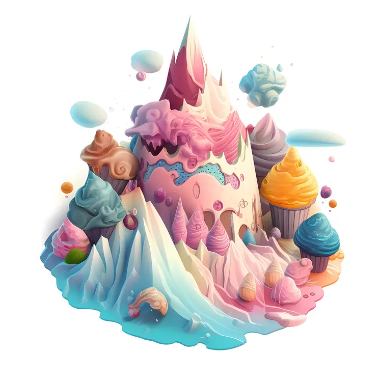 Whimsical Candy Mountain with Cupcakes