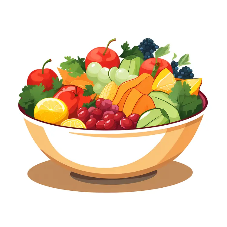 Colorful Fruit Bowl Illustration