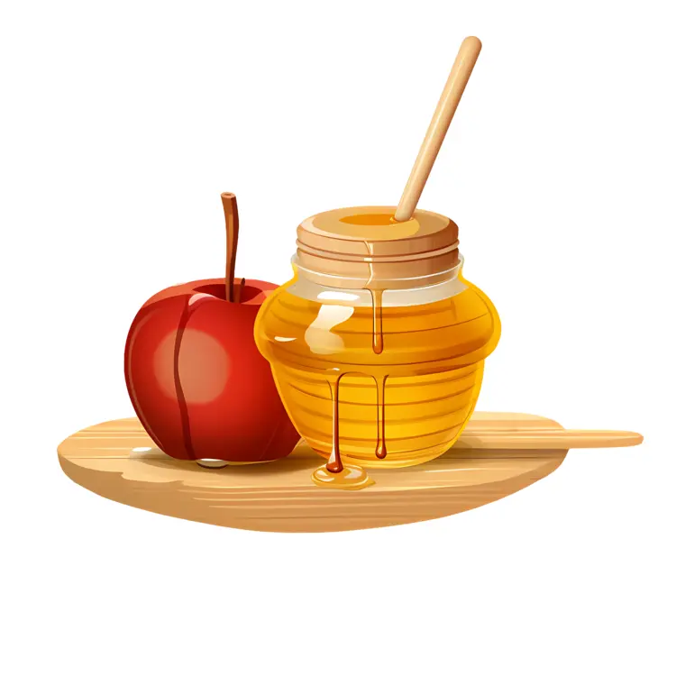Honey Jar with Red Apple