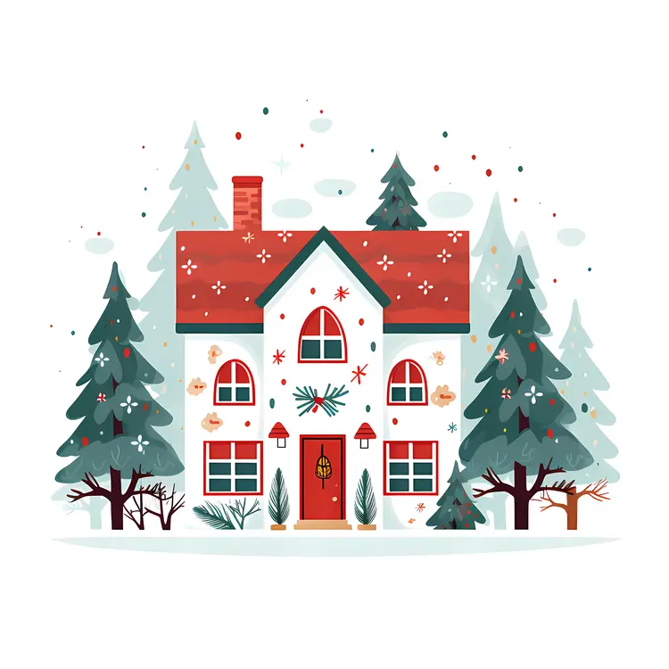 Festive House with Christmas Decorations