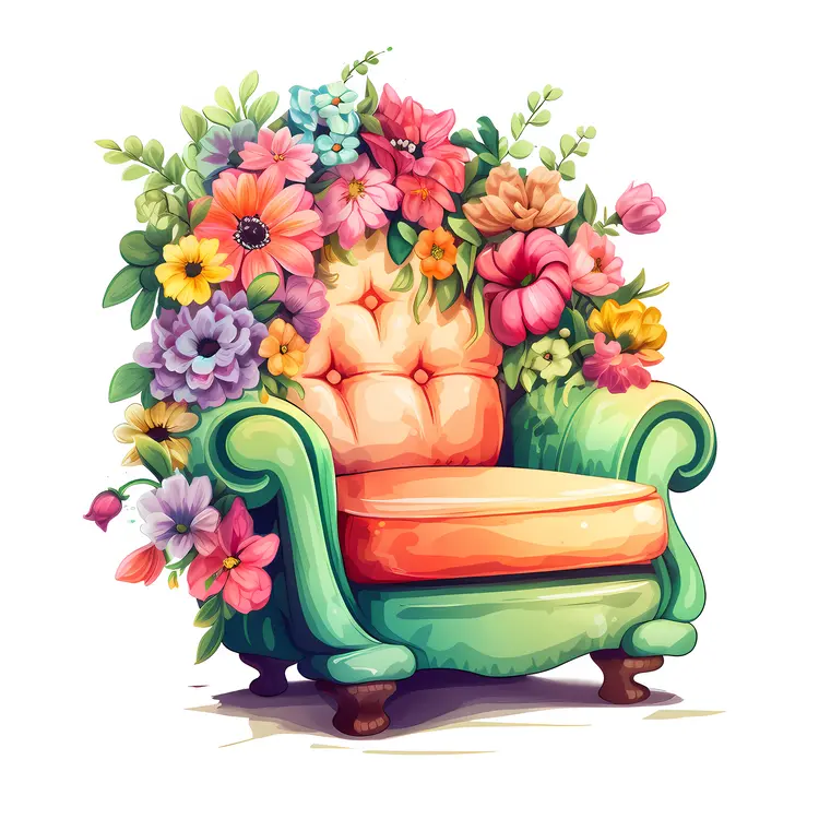 Floral Decorated Armchair Illustration