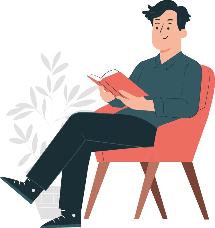 Man Relaxing on Chair with a Book