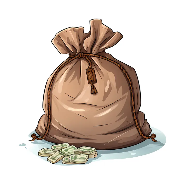 Brown Money Bag with Cash