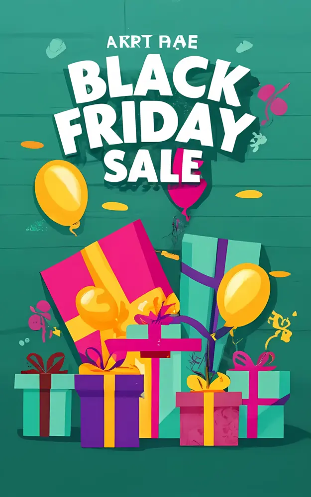Black Friday Sale with Gifts and Balloons