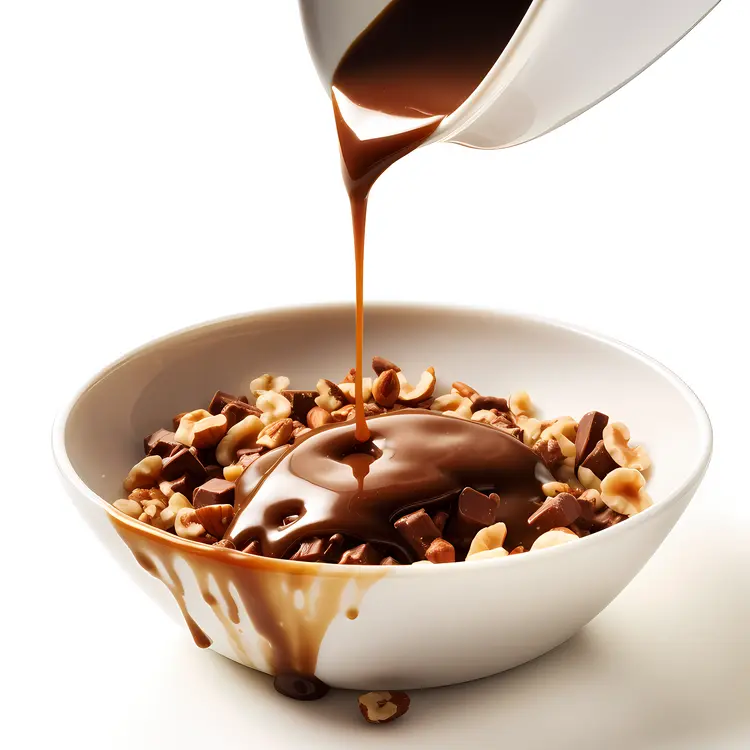 Chocolate and Nuts in a Bowl