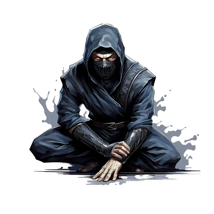 Crouching Ninja Warrior in Stealth Mode