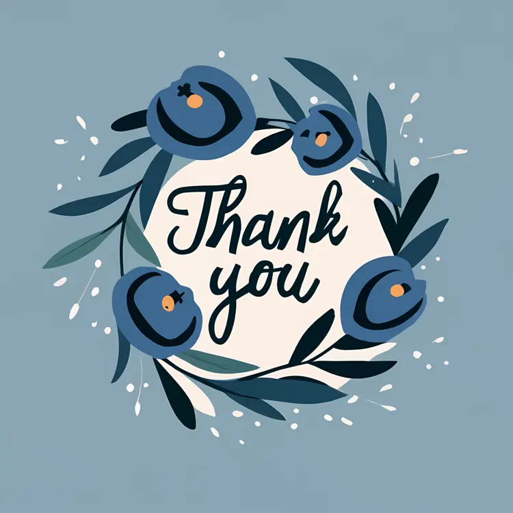 Thank You Wreath with Blue Flowers