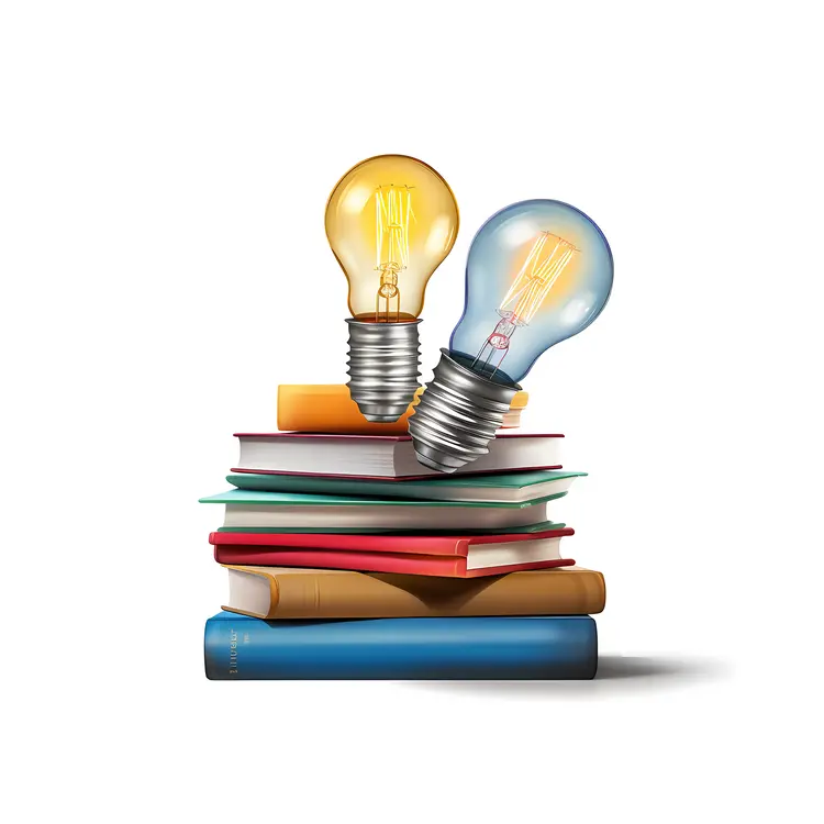 Light Bulbs on Stack of Books for Education Concept