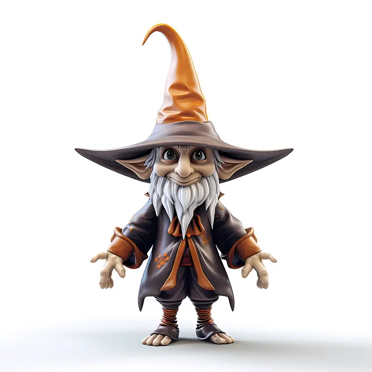 3D Orange Hat Wizard Character