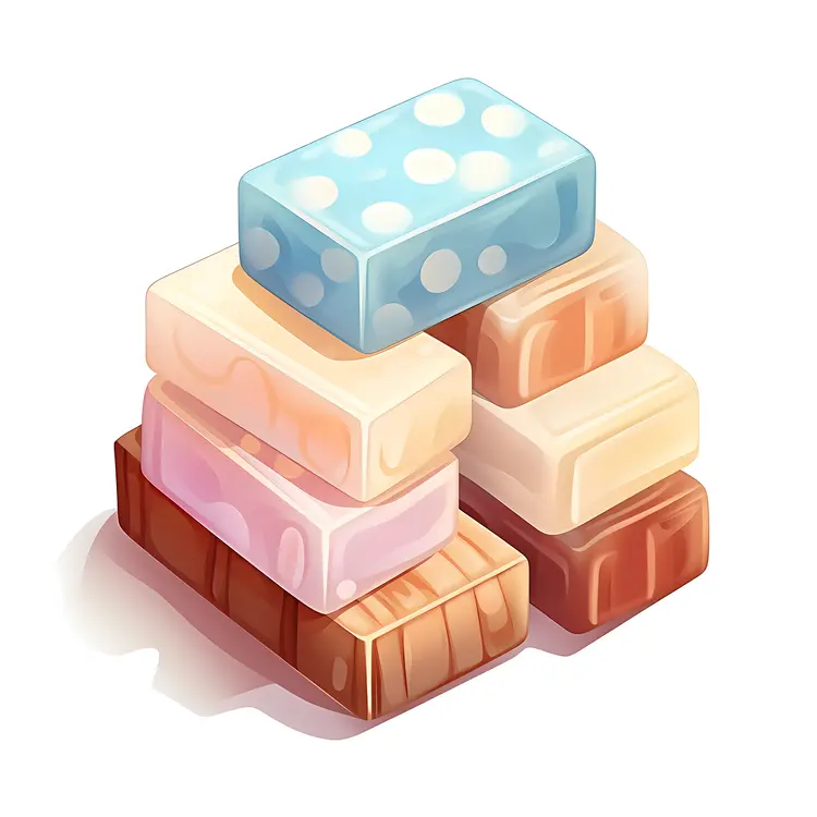 Colorful Soap Bars on Wooden Board
