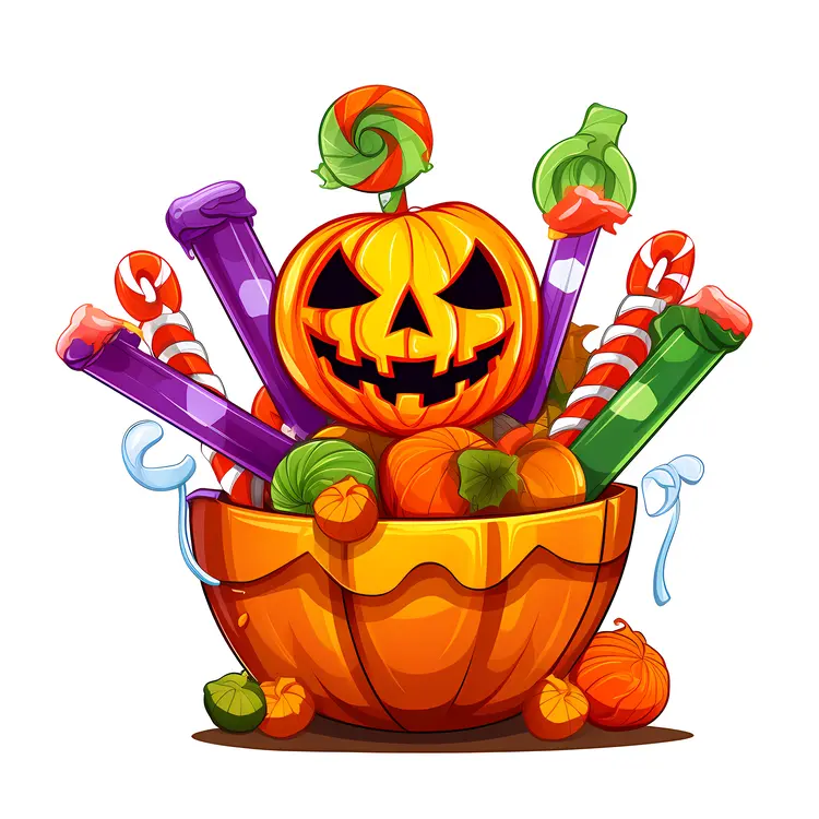 Halloween Pumpkin with Candy Illustration
