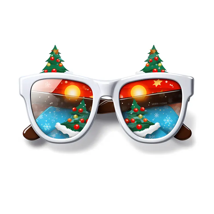 Christmas Sunglasses with Tree Reflection