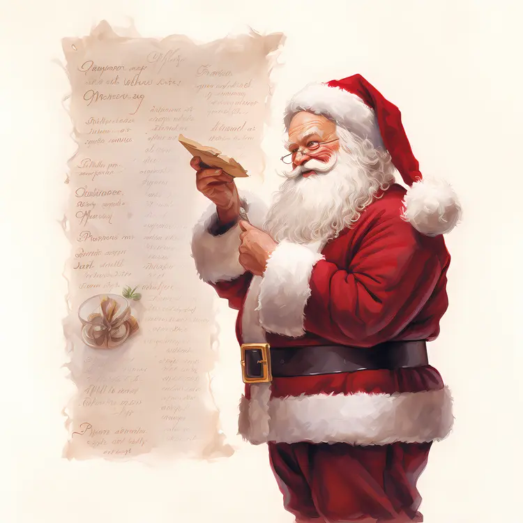 Santa Claus Reading a Letter