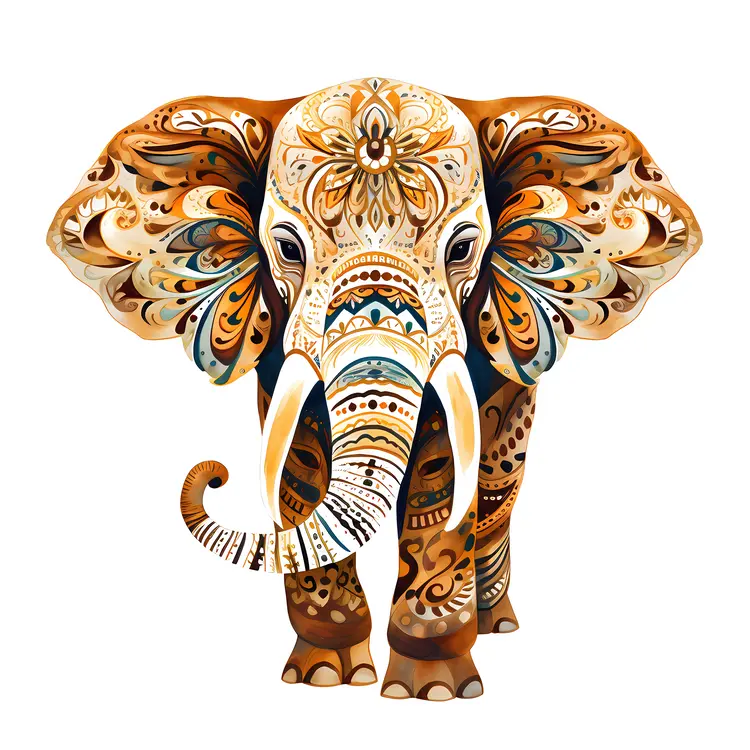 Colorful Patterned Elephant Illustration