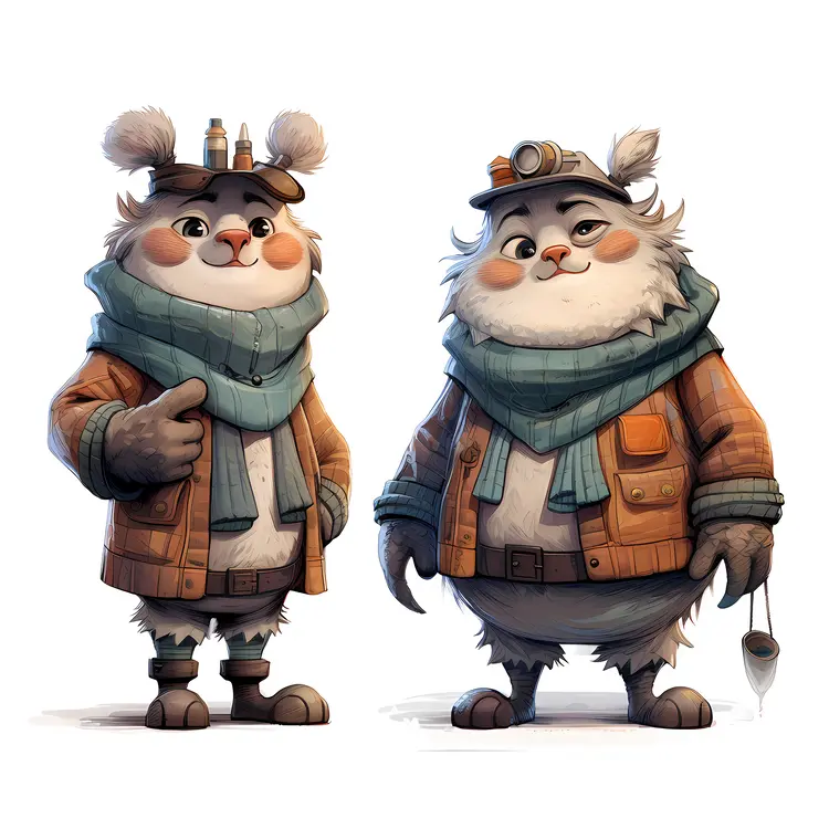 Cute Animal Characters in Winter Clothing