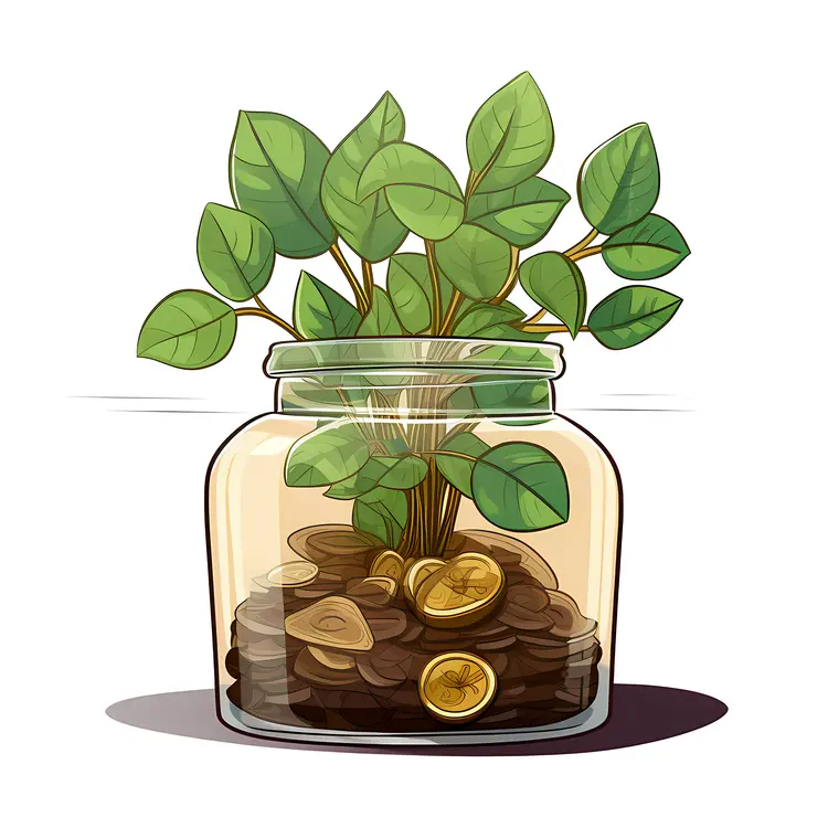 Money Plant in a Jar with Coins