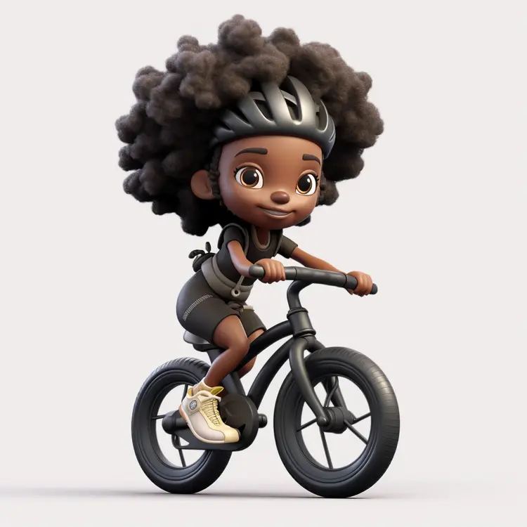 Cute Girl on Bicycle with Helmet