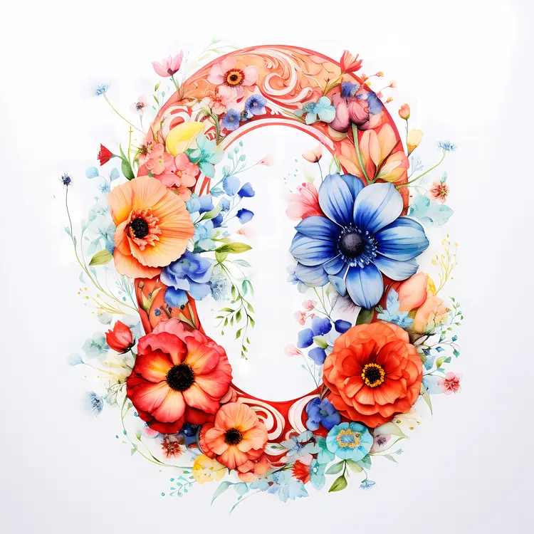Colorful Floral Letter O