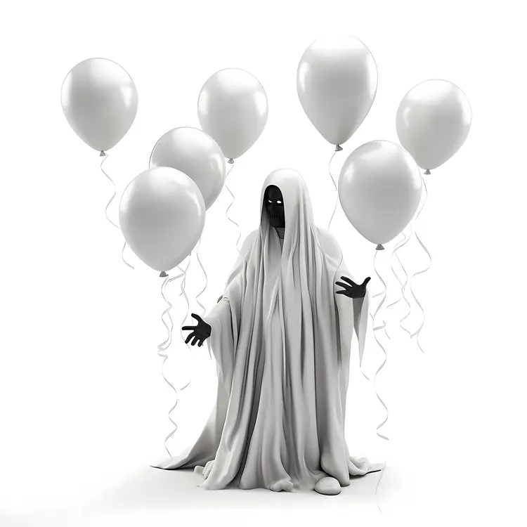 Ghost with White Balloons for Halloween