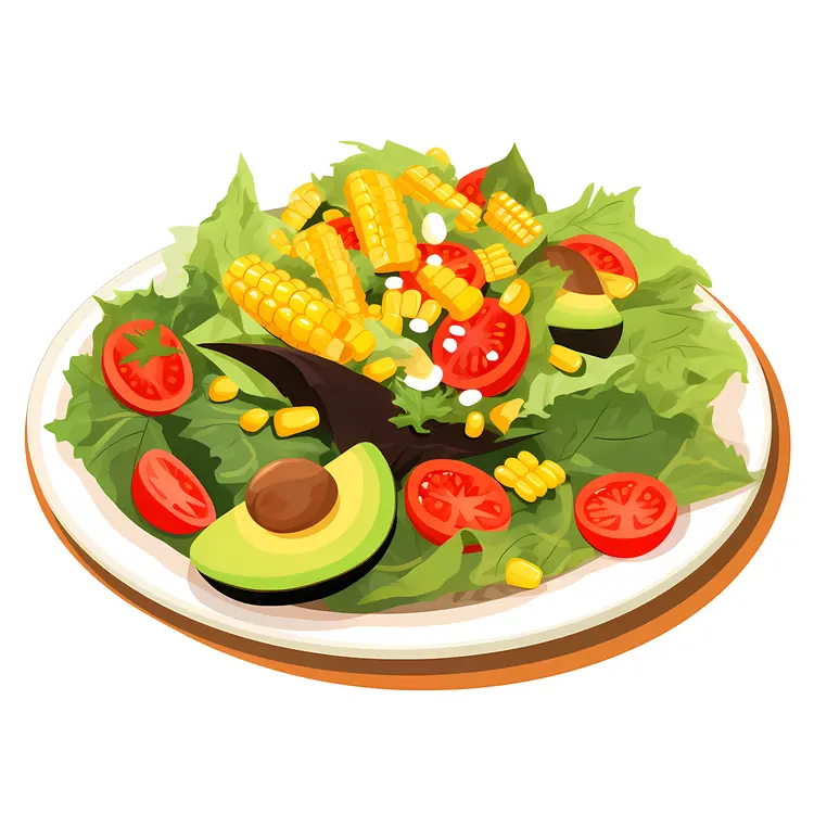 Fresh Vegetable Salad with Avocado and Corn