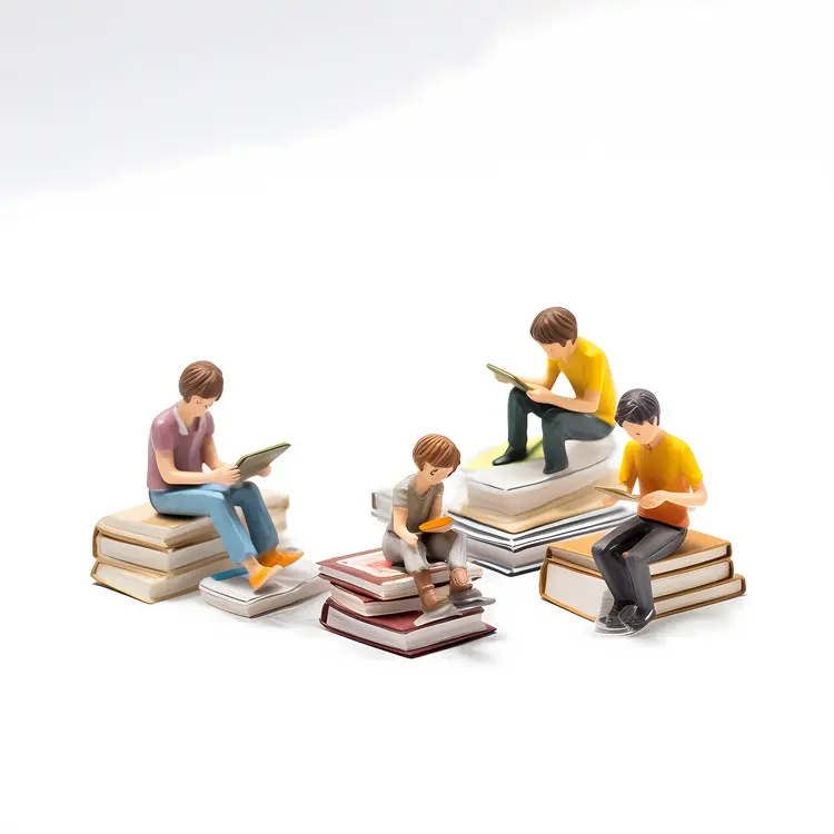 Miniature People Reading Books