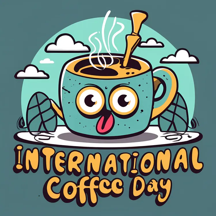 International Coffee Day Cute Cup Illustration