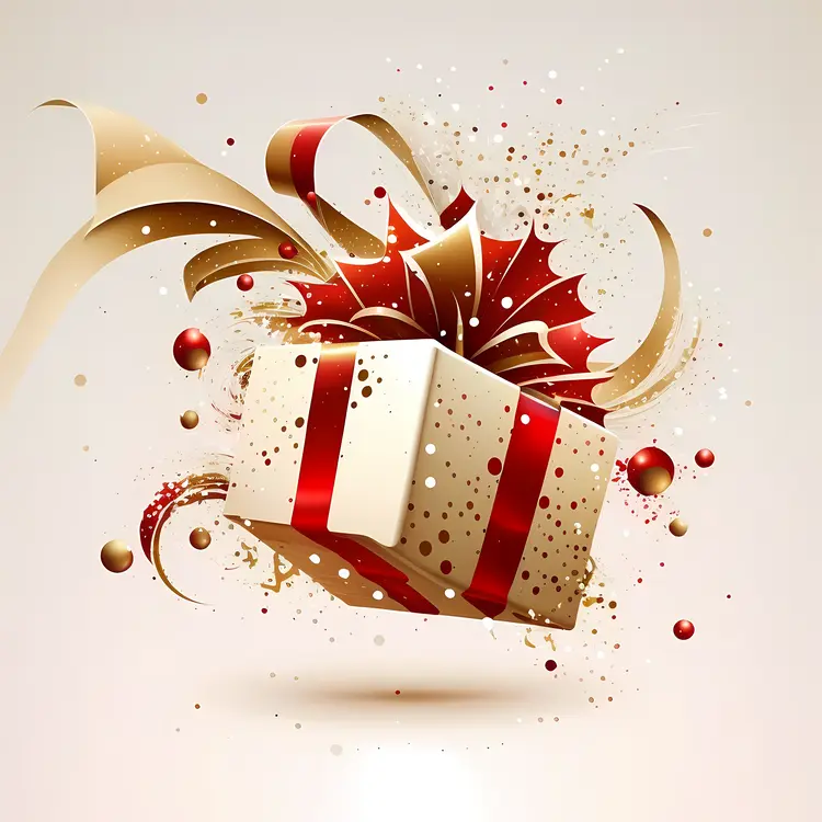 Festive Gift Box with Ribbon and Sparkles