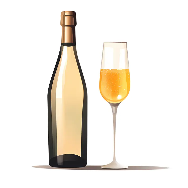 Elegant Champagne Bottle and Glass Illustration