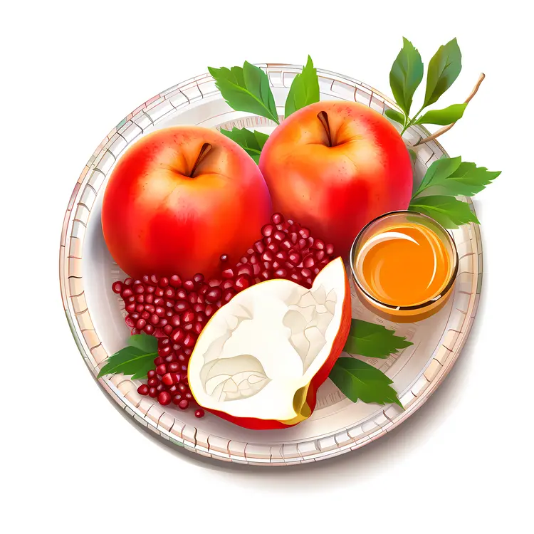 Apples and Honey with Pomegranate Seeds for Rosh Hashanah