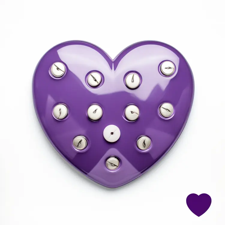 Shiny Purple Heart with Buttons