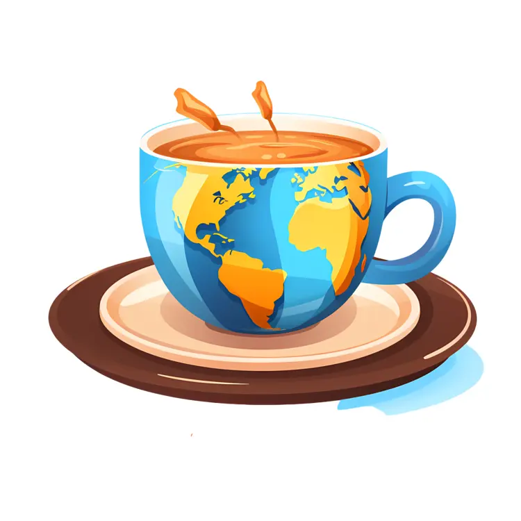World Map Coffee Cup with Saucer