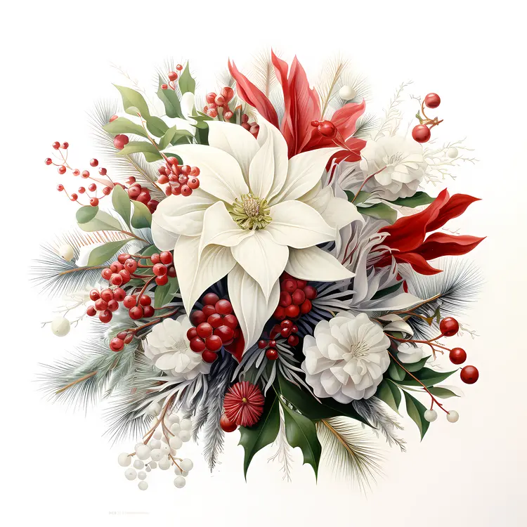 Charming White and Red Floral Arrangement with Berries