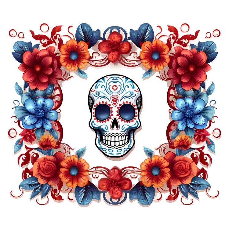 Floral Skull with Vibrant Colors