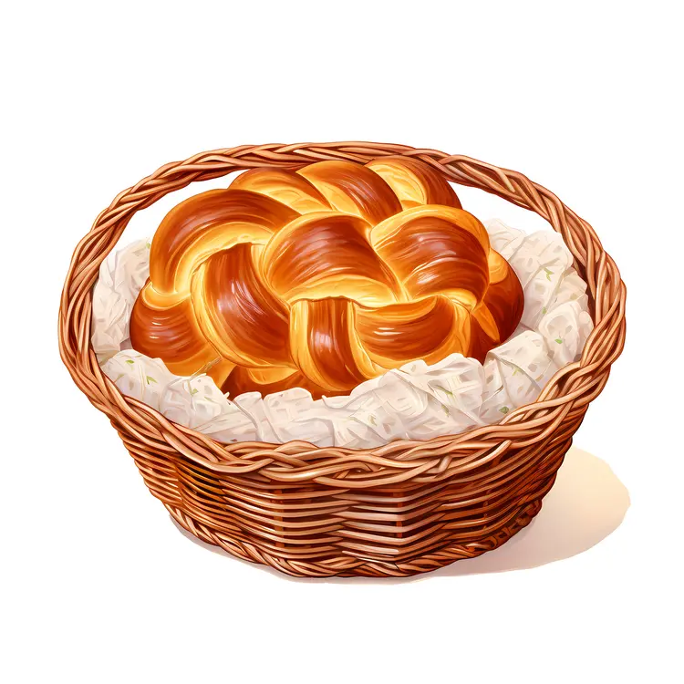 Golden Braided Bread in Basket