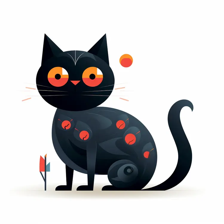 Cute Black Cat Illustration for Halloween