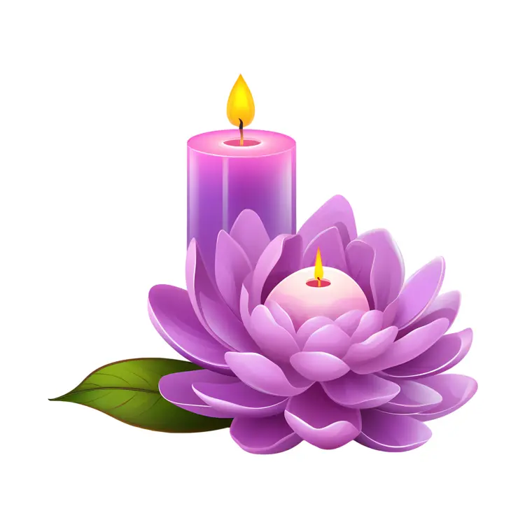 Purple Candle with Lotus Flower