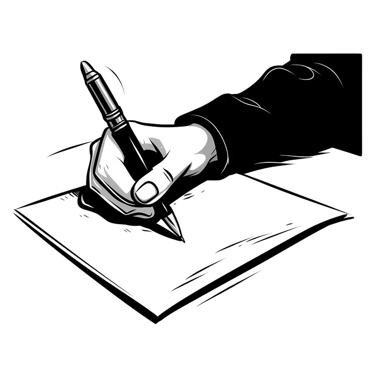 Hand Writing with Pen on Paper