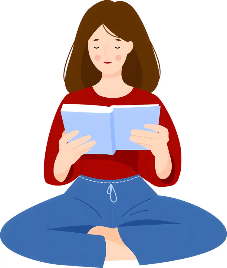 Woman Reading a Blue Book